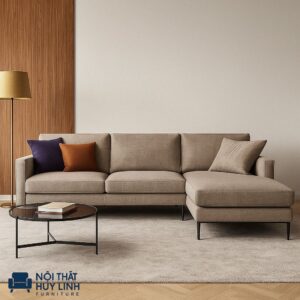 Ghế Sofa Góc Bọc Vải Bố Màu Xám M06