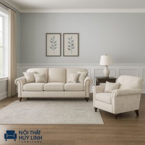 Ghế Sofa Tân Cổ Điển Anh Quốc Bọc Vải M09