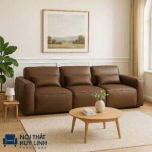 Ghế Sofa Văng Bệt Bọc Da Nâu M214