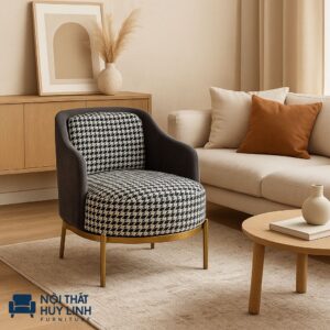 Ghế Sofa Đơn Bọc Vải Caro Houndstooth M60
