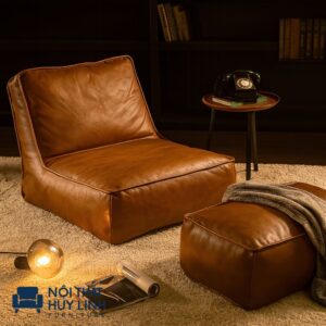 Ghế Sofa Bệt Bọc Da Màu Nâu M884