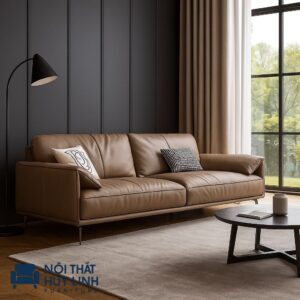 Ghế Sofa Văng Bọc Da Màu Nâu M996