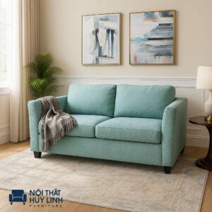 Sofa Giường Bọc Vải Màu Xanh Ngọc M896
