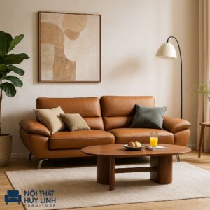 Ghế Sofa Văng Bọc Da Màu Nâu SFV05
