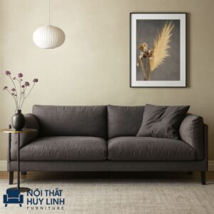 Sofa Văng Dài Bọc Vải Màu Xám Đen M886