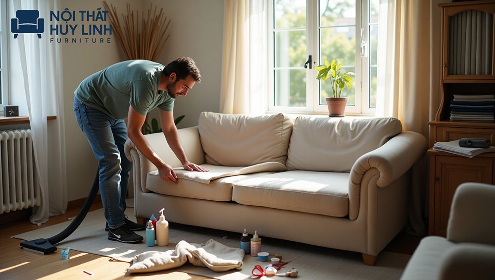 Làm mới sofa cũ bằng việc thay đệm mút