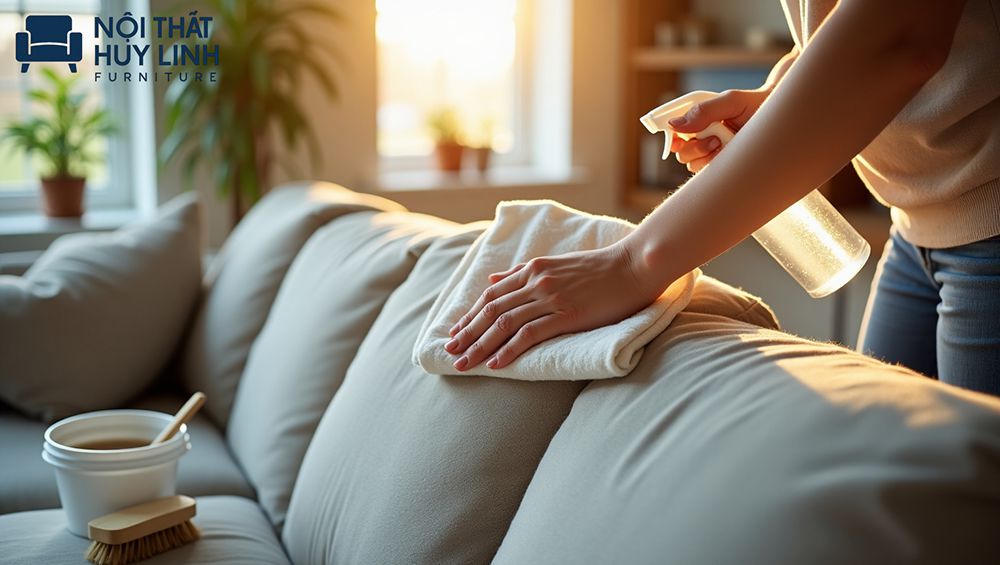 Làm sạch lớp vỏ bọc bên ngoài ghế sofa