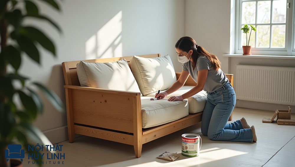 Làm mới sofa bằng việc sơn lại khung gỗ
