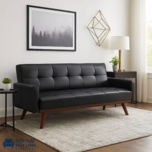 Ghế Sofa Giường Bọc Da Màu Đen M837