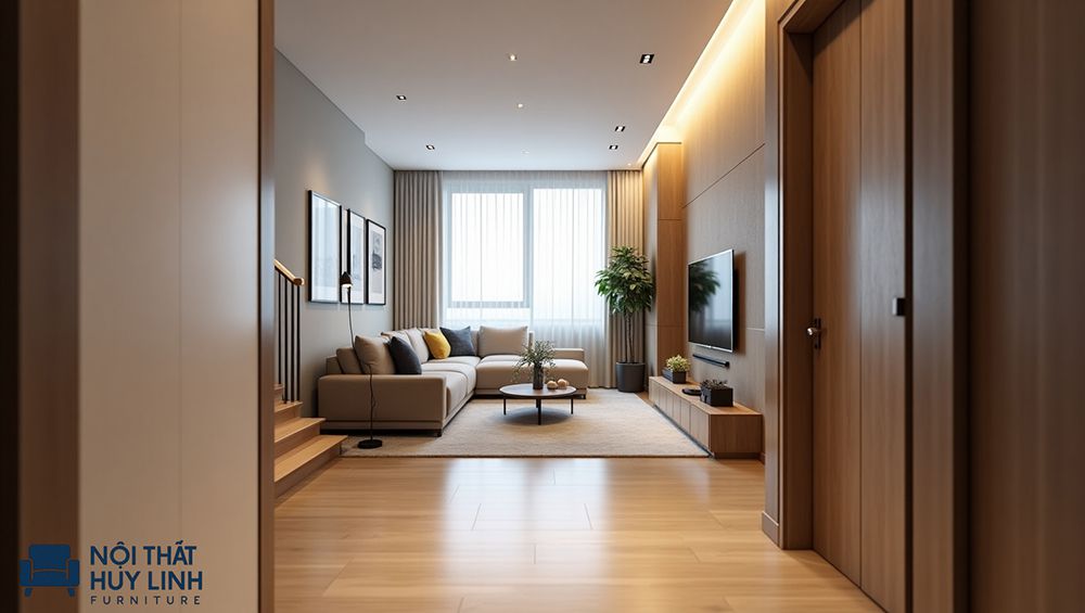 Tránh bố trí sofa dưới đèn chùm, quạt trần, gương... mang lại cảm giác không an toàn.