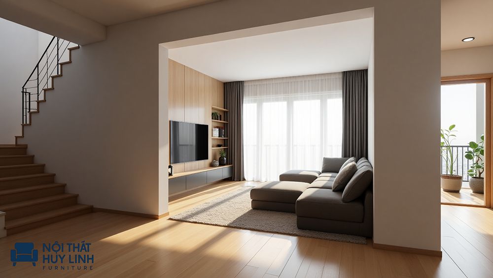 cách bố trí sofa góc trong phòng khách
