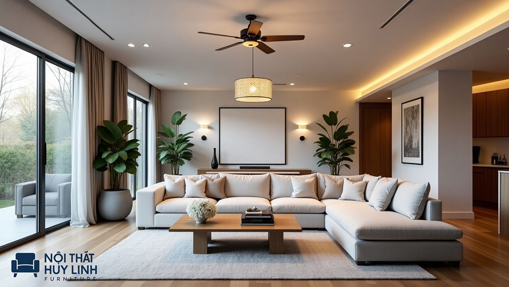 Nên mua sofa kích thước phù hợp để việc đặt sofa tại trung tâm phòng mang tới sự hiệu quả