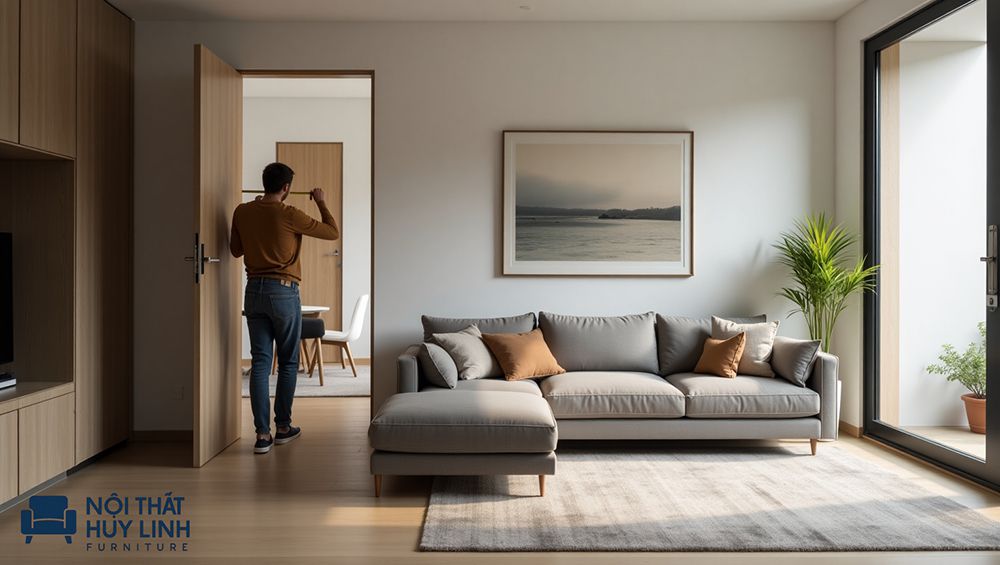 cách chọn kích thước sofa góc phòng khách