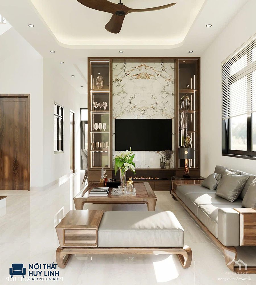 cách bố trí sofa phòng khách nhà ống