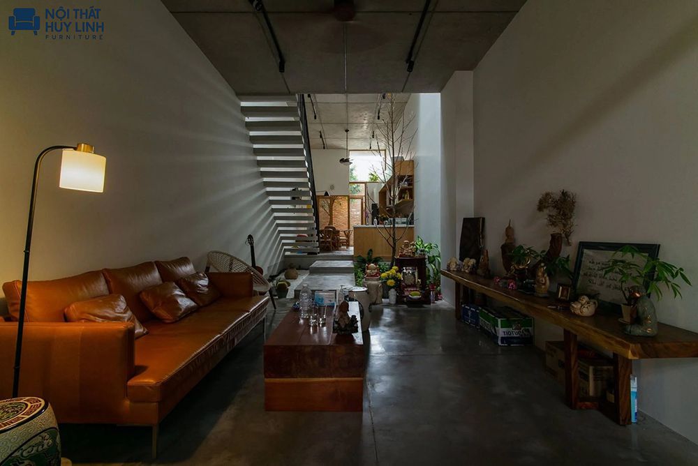 cách kê sofa phòng khách nhà ống dài và hẹp ngang