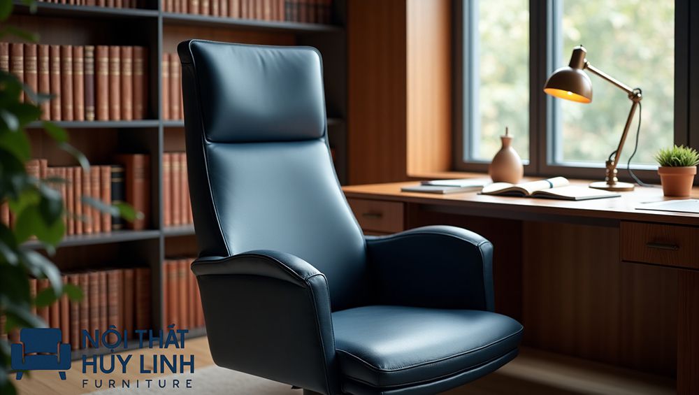 Ghế sofa phòng làm việc bọc da microfiber vân trơn