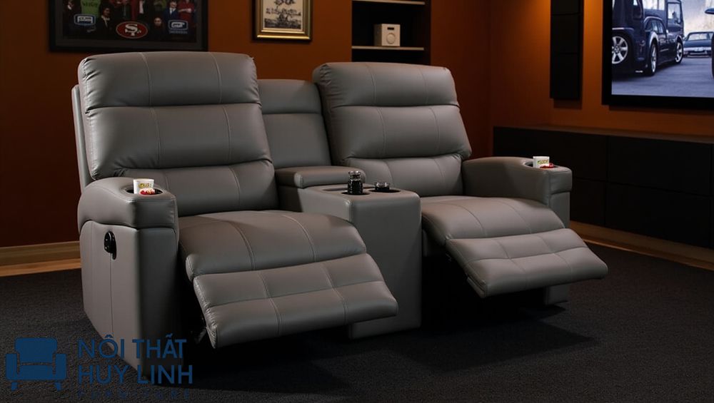 Ghế sofa relax bọc da công nghiệp microfiber màu nâu đen