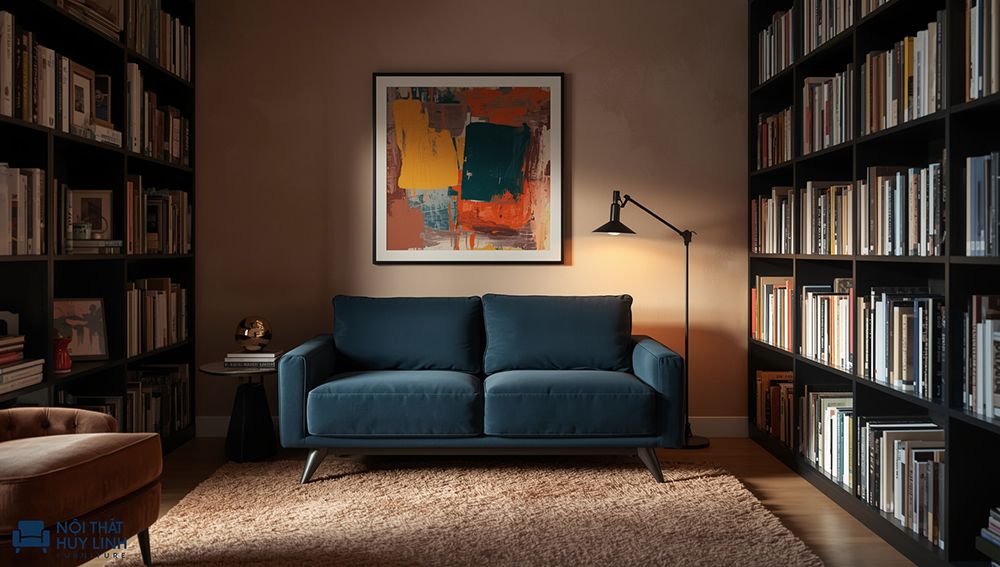 Sofa da microfiber màu xanh coban