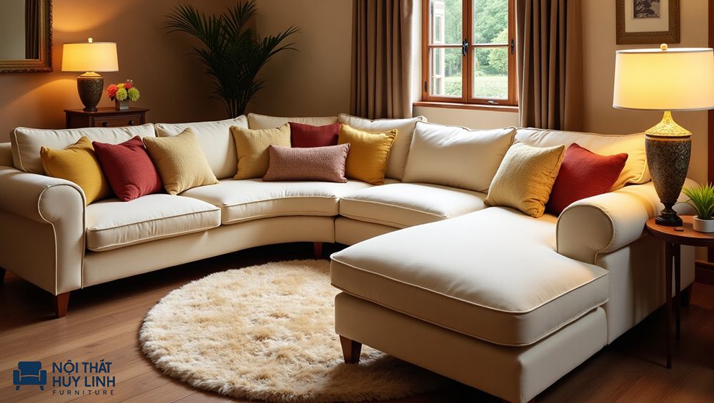 Kiểu sofa bo góc tròn cho các hình dáng đặc biệt của phòng bài trí