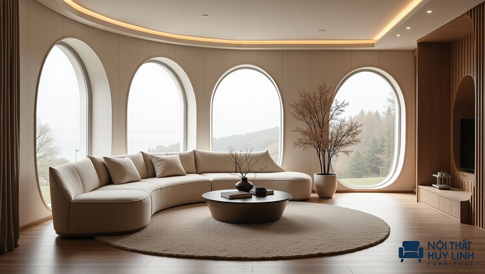 Các hình dáng phòng đặc biệt rất cần các mẫu ghế sofa góc tròn tương ứng