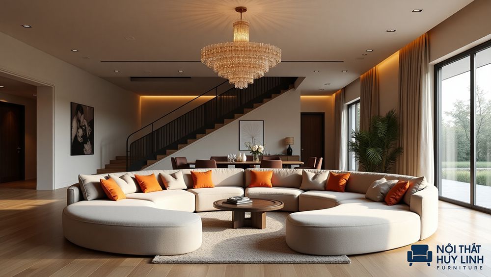 Nên đặt sofa góc tròn vào vị trí nào?