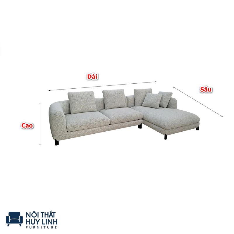 Kích thước sofa góc cho phòng khách dưới 15m²