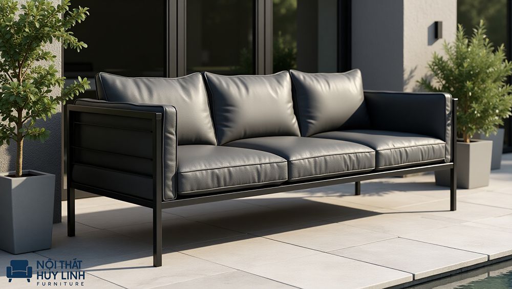 Sofa bọc da công nghiệp chất lượng tốt pvc simili khung sắt