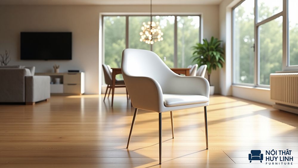 Ghế armchair thư giãn bành kiểu dáng hiện đại bọc da chân kim loại